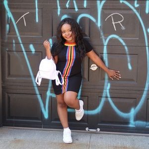 Rainbow stripe bodycon dress 🌈